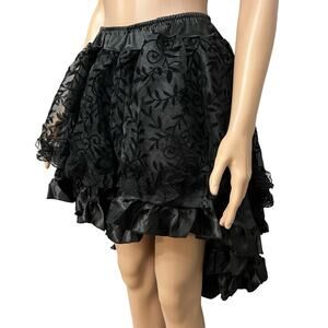 Gothic High Low Ruffle Skirt S/M Velvet Burnout Costume Witchy Steampunk Fairy